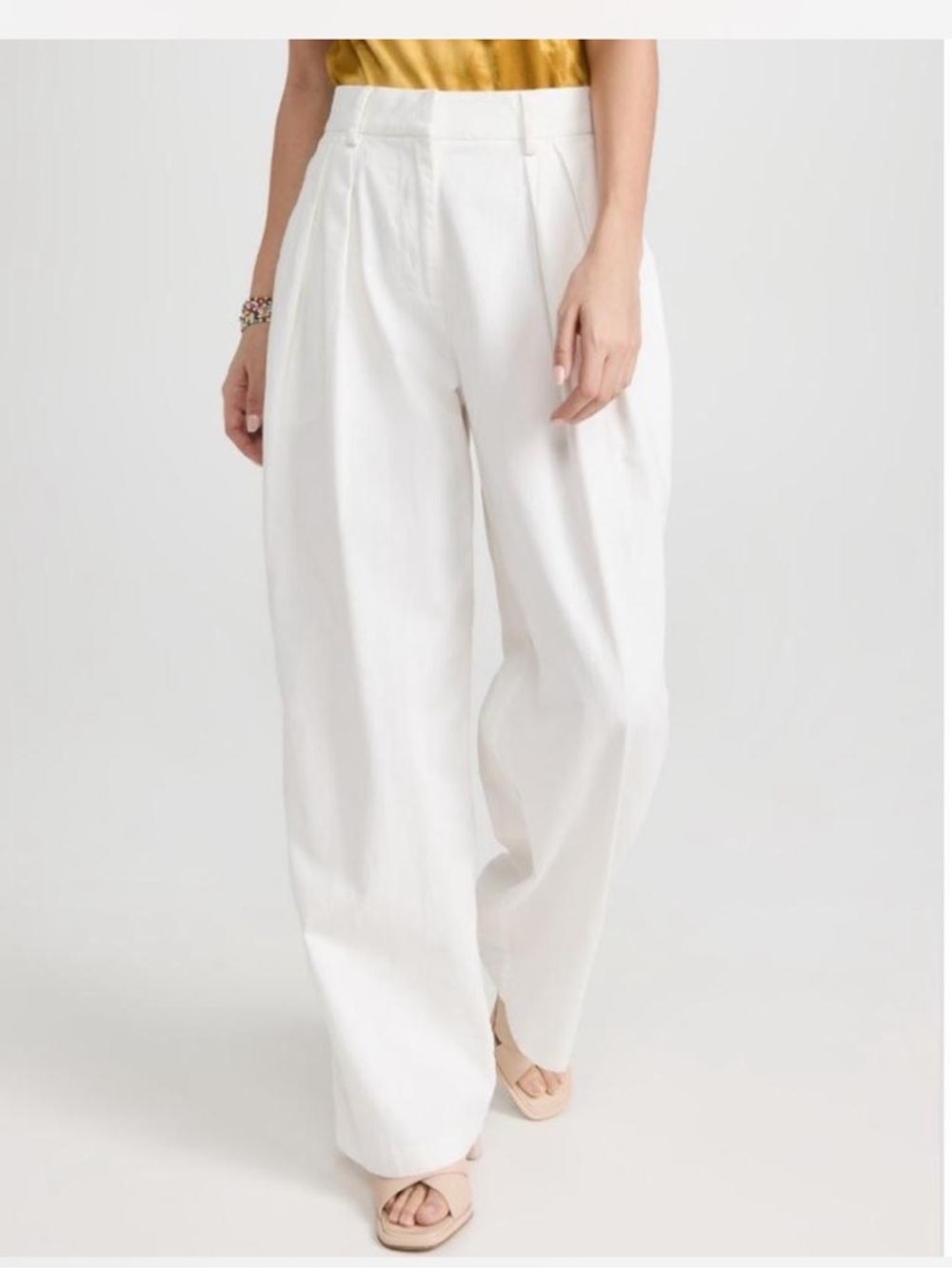 STAUD Luisa White pleated trousers, size 8
